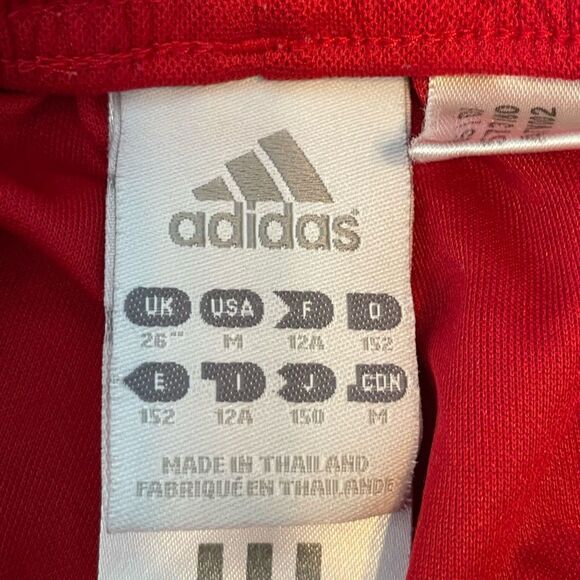 Adidas Climalite Nylon Shorts Red White Stripes Athletic Pull-On Elastic Drawstr - Picture 5 of 6